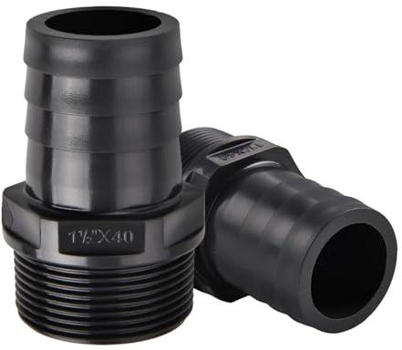 LEONTOOL 2 Pieces PVC Tube Fitting Adapter Barbed Hose Fittings G1-1/2 Barbed for Industrial Tube Portable Water Garden Kitchen Hose Swimming Pool Pump, Industrial Hoses Barb to Pipe Fittings Connect