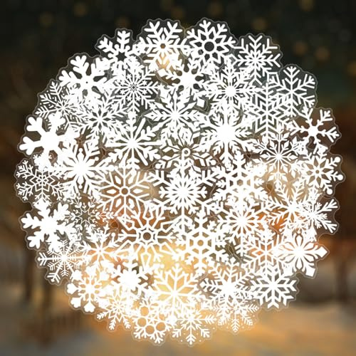 50 Stück Transparente Schneeflocken Aufkleber für Laptop,Gitarre,Fahrrad,Koffer,Auto,Telefon,Ästhetische Weihnachten Wasserfeste Vinyl Sticker,Kinder Erwachsene Geschenk,Winter Graffiti Sticker