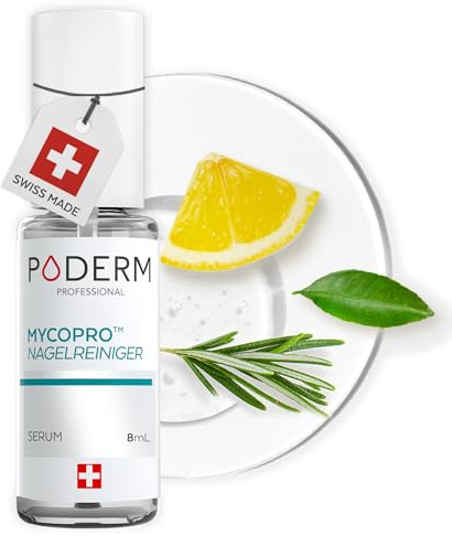 PODERM MycoPro Siero Purificante Unghie 8ml – Formula Vegetale Naturale con Limone, Rosmarino & Vitamina E | Protegge l’aspetto delle unghie & migliora l’uniformità | Swiss Made