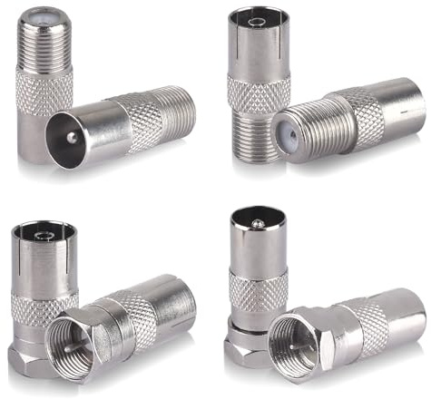 8 Stücke Antennenkabel Adapter, F-stecker Koaxialkabel Verbinder Sat Kabel Verbinder Antennenadapter für Satellitenkabel Antennenkabel, Silber