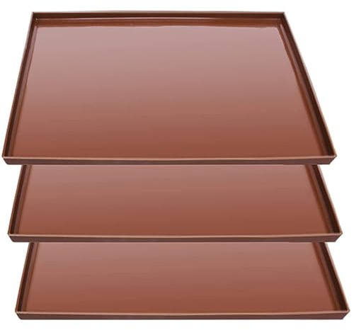 GETAJGHSD Tappetini in Silicone per Essiccatore di Frutta 3 Pezzi, Vassoi Riutilizzabili per Asciugatrice Alimenti, Tappetini da Forno per Essiccazione Casa Colore Caffè