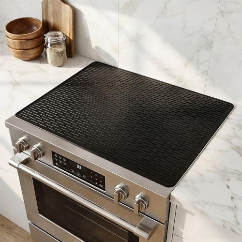 Silikon Herdabdeckplatte 76×53cm Hitzebeständige Ceranfeld Abdeckung bis 230°C, Rutschfeste Abdeckung für Induktionskochfeld & Herdplatte, Geschirrtrockenmatte & Schutzmatte Pflegeleichte Herdabdeckun