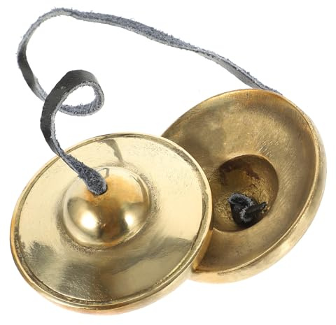 Homoyoyo Platillos de Choque Manual de Cobre Pulido Pequeños para Adultos, Instrumento de Percusión Portátil para Meditación y Yoga, Juego de Platillos de Dedo para Música y Relajación