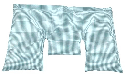 NATURMOOR Kirschkernkissen Nacken 40x25 cm – Medizinprodukt CE Wärmekissen Klasse I aus Baumwolle, natürliche Kirschkernfüllung, ergonomische Form, Wärme- & Kälteanwendung, blau mit hellblauen Karos
