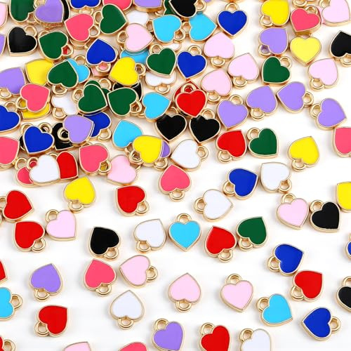 150 Stück Herz Anhänger Herzanhänger Schmuckherstellung Charms Großhandel Bulk Beadable Ohrringe Anhänger Charms Metall Valentinstag Heart Charm Mit Sprungringen für Armbänder DIY Bastelarbeiten