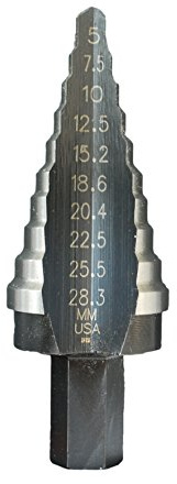 Irwin PG29M Stufenbohrer 10 Stufen, Größen 5, 7.5, 10, 12.5, 15.2, 18.6, 20.4, 22.5, 25.5, 28.3 mm, 10502855