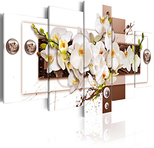 B&D XXL Acrylglasbild Blumen 200x100 cm 5 Teilig Wandbild auf Acryl Glasbilder Kunstdruck Moderne Acrylglas Platte Wanddekoration Geschenke Heimdekoration Glasbild Orchidee Abstrakt b-C-0150-k-o