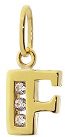 NKlaus Buchstabe F 8 Karat 333 Gold gelbgold Kettenanhänger klein 8mm Alphabet Zirkonia 9242