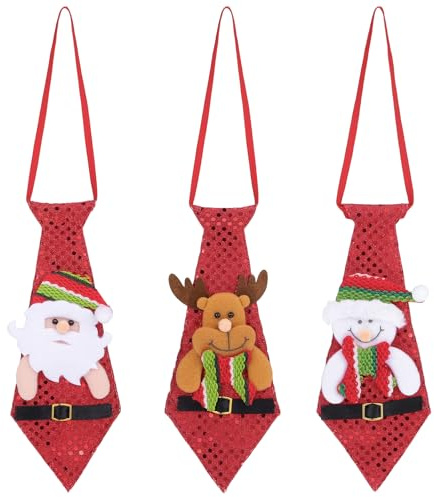 SOIMISS 3Pcs Weihnachtskrawatten Lustige Pailletten Santa Schneemann Hirsch Krawatten Neuheit Weihnachten Hängenden Ornamente für Weihnachtsferien Kostümzubehör