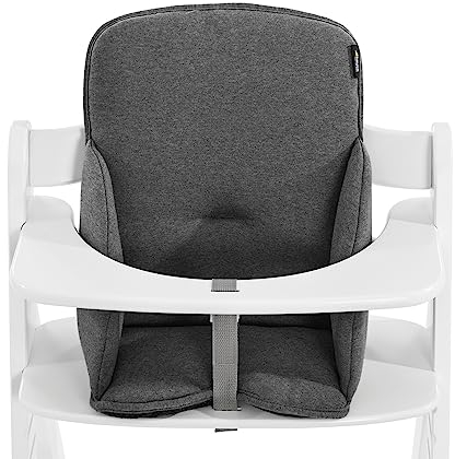 hauck Alpha Cosy, Dunkelgrau - Hochstuhl Sitzverkleinerer Kissen für Babys ab 6 Monaten - Kompatibel mit Arketa, Beta+, Alpha+ Holzhochstuhl - mit Stabilisierten Seiten - Handwäsche
