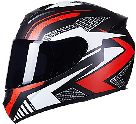 Integralhelm Motorradhelm Flip-Up Mopedhelm Rollerhelm Erwachsener Herren & Damen Sturzhelm Klapphelm Modular-Helm Jet Helm Full-Face Motorcycle Helmet Stoßfester,Rot,XL