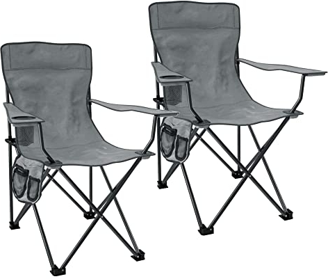Stagecaptain CSB-5282 Chiller Campingstuhl 2X Set - Faltbar mit Getränkehalter & Seitentasche – Klappbarer Campingsessel mit Tragetasche für Camping, Festival, Garten & Strand - Wasserfestes Material
