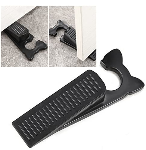 WUBAYI Set di 4 fermaporta con ganci, cuneo in gomma antiscivolo a forma di gatto, per bagno, cucina e ufficio (nero)