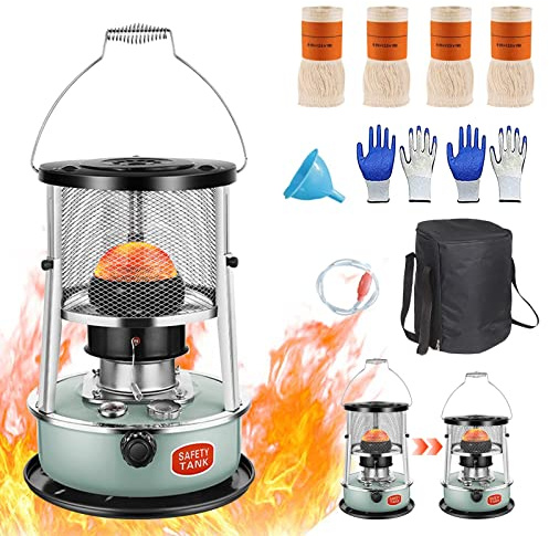 Portable Kerosene Heater for Indoor Use, Convection Kerosene Heaters with 4 wicks, 9000 BTU Non Electric Heater for Patio Indoor Camping Fishing Cooking Kitchen Living Room