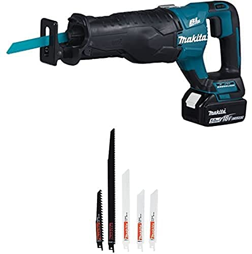 Makita DJR187RT Akku-Reciprosäge 18V / 5,0 Ah, 1 Akku + Ladegerät im Transportkoffer + Recipro Starter Set Uni 5tlg.