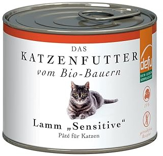 defu Katzenfutter | 12 x 200 g | Pate Bio Lamm Sensitiv | Alleinfuttermittel Premium Bio Nassfutter für Katzen
