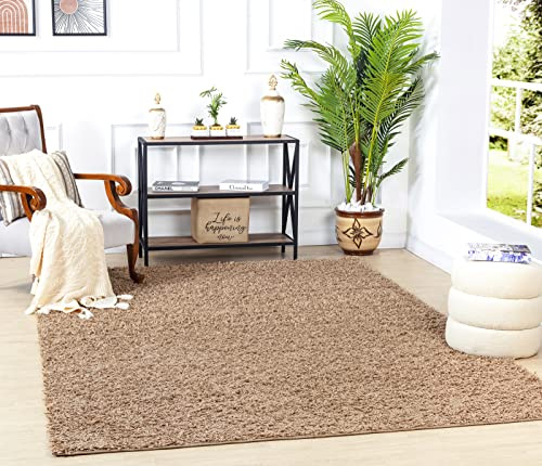 Surya Home Shaggy Berber Teppich - Flauschiger Teppich für Wohnzimmer, Esszimmer, Schlafzimmer, Langflor Hochflor Teppich flauschig - Teppich groß 200x290 cm, Wohnzimmerteppich in Hellbeige