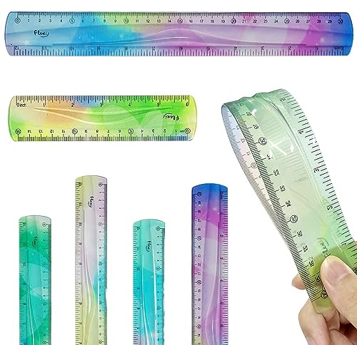 2 Flexibla Linjaler - Gradient, Vikbar, 15 cm och 30 cm Mjuk Med Tum och Centimeterindelning - För Kontor, Skola, Hem