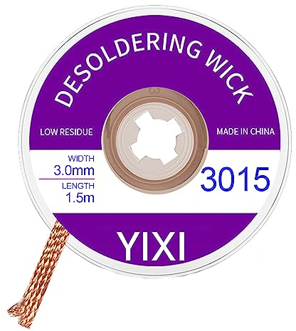 1 Pieza Malla Desoldadora,Soldadura Desoldar para Eliminación de Estaño,Malla para desoldadura Sin Limpieza, Trenza de Mecha de Soldadura,Quitar la Soldadura,Mecha para desoldar(3.0mm*1.5m)