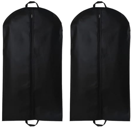 Yelinosk 2 PCS Black Suit Bag for Man 60x120cm, Dust Cover, Carrier, Storage Bag for Coats, Tuxedo - Reusable Full Zipper Garment Bag for Travel or Home