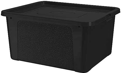 EDANTI Aufbewahrungsbox Mit Deckel Kunststoffbehälter Container (20 L, Schwarz)