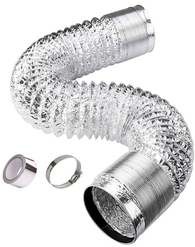 AITAF Tuyau de Fumée Flexible Extensible en Aluminium Extensible avec 2 Colliers de Serrage en Acier pour Hotte Aspirante/Sécheuse (Color : 2m, Size : 120mm)