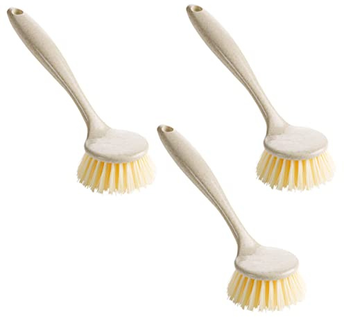 Gatuida 3stücke Spülbürste Beige Mit Langem Griff Für Kochflächen Reinigung Robuste Borsten Für Töpfe Und Pfannen Einfache Handhabung Platzsparendes Design