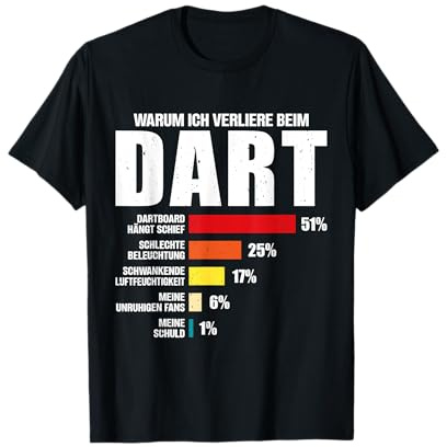 Dart trikot für herren Dart Dartboard T-Shirt Schwarz S Klassisches Dart T-Shirt mit V-Ausschnitt und Kurzarm