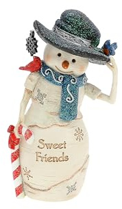 Pavilion Gift Company - Sweetest of Friends - 5 Hand Painted Resin The BirchHearts Collectible Snowman Figurine Decorative Holiday Christmas Decor Statue Cardinal Blue Jay Bird Lover
