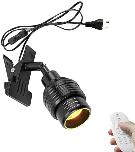 FSLiving Klemmleuchte, Leselampe mit 1,8 m Kabel und Fernbedienung, LED Nachttischlampe,Augenpflege Schreibtischlampe für Büro Heimgebrauch, 7W Spot Licht, Schwarz-1 Packung