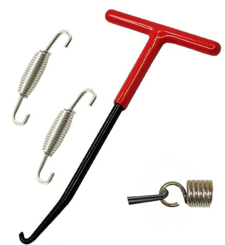 Auspuff Federhaken Motorrad，Federzieher Metall Federzug，Haken T Haken Federzieher Stahl Federhaken für Motorrad Moped Fahrrad mit 2 Stück Auspufffedern (16 * 8cm)