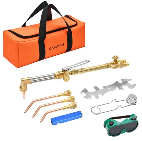 CAMPFIRE Oxy Acetylene Torch Kit, 12 Pcs Welding Cutting Torch Kit With Check Valves And Tool Bag
