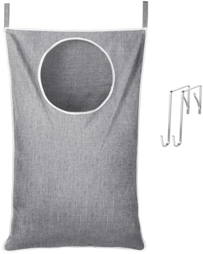 Lifewit Cesto Ropa Sucia para Colgar en la Puerta, Gran Cesta Plegable de Lavandería, Bolsa Colgante para Ropa Sucia para Baño y Dormitorio, Organizador de Almacenaje, Gris Claro