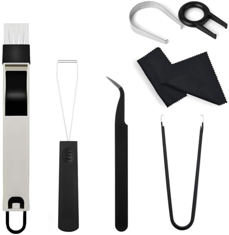 RunJRX Lot de 7 extracteurs de Clavier, Ensemble d'outils de Nettoyage de Clavier, kit d'extraction de commutateurs en Acier Inoxydable pour Clavier mécanique