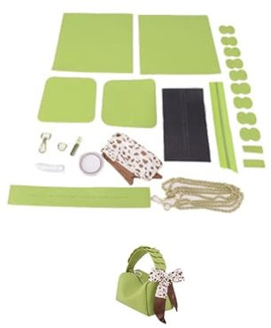 Diy Leder Tasche Machen Kit Zubehör Einfaches DIY-Handnähtaschen-Set Herstellungsset Handgefertigte Lederhandtasche Nähen Boston-Tasche mit Schultergurt for Frauen Diy-Taschenset Mit NäHset(Num1 Green