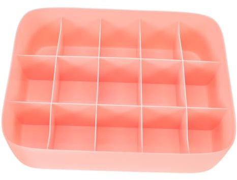 BUGUUYO Boîte De Rangement En Plastique Pour Sous-vêtements 15 Compartiments Empilable Panier De Rangement Rose Conteneur De Stockage Robuste Pour Chaussettes Et Soutiens-gorge