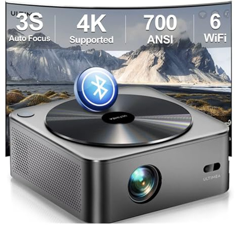 Apollo P40 Proyector Full HD 1080P 4K de Cine en Casa con Enfoque Automático y Corrección Trapezoidal 6D, 5G WiFi, Bluetooth 5.1, LCD, 700 Lúmenes ANSI