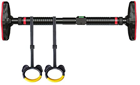 PUFAHAU Tragbare Klimmzugstange aus Stahl, verstellbare 70–150 cm Lange Reckstange, Krafttrainingsgerät für den Innenbereich im Heim-Fitnessstudio für Erwachsene und Kinder(Red-119-150cm)