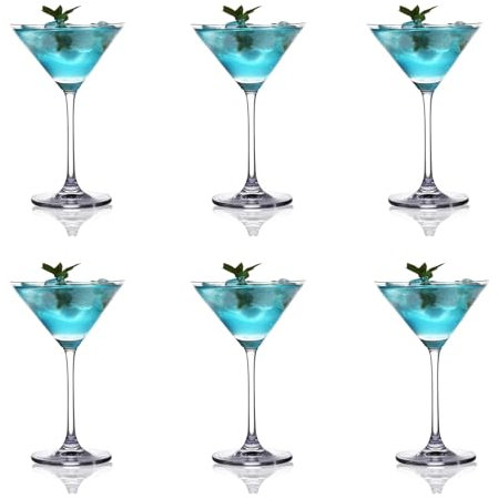 Classic Martini Glass Set of 6, Hand Blown 3.7 Ounce Cocktail Glasses, Perfect for Martini Cosmopolitan Gimlet Home Bar Party and Gift Set of Elegant Martini Drinkware