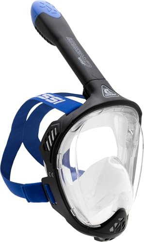 CRESSI Java Full Face Mask Black/Blue L/XL - Maschera Snorkeling Integrale Unisex, Lente Ultra Chiara Anti Fog, 100% Silicone, Snorkel Dry con Valvole Sicurezza, Nero/Blu, L/XL