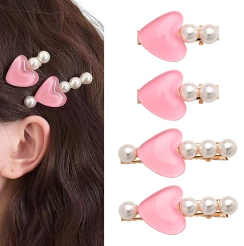 Kleine Haarspangen für feines Haar, Perlen-Herz-Clips für Haare, seitliche Haarspangen für Frauen, dicke dünne Haarspange, Zubehör für Mädchen, dekorative Haarspangen für Styling, Performance,
