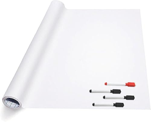 Whiteboard Folie XL Selbstklebend mit 4 Stiften mit Wischer - 90 x 200 cm