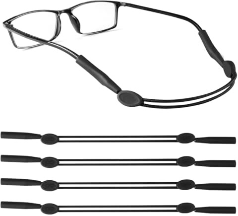 4 Pièces Cordon Lunettes, Cordon Lunettes de Sport, Maintien fort Elastic Cordon lunettes, Adjustable Cordons à Lunettes, pour Le Sport et Les Loisirs