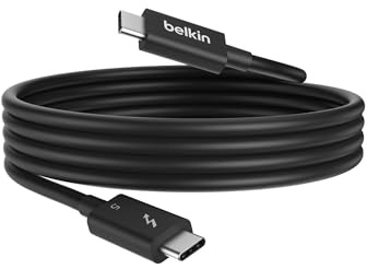 Belkin cable USB-C Thunderbolt 5 con Power Delivery (240 W), función Bandwidth Boost de hasta 120 Gbps, vídeo en 4K UHD, 1 m de largo, cable USB-C de carga rápida con certificación de Intel, negro