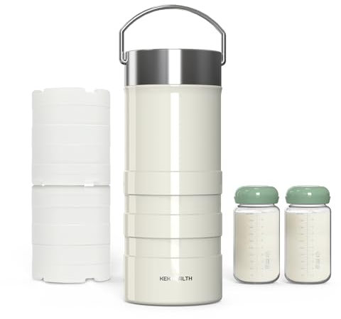 KEKHEALTH Raffreddatore Per Latte Materno da Portatile per Il Lavoro e I Viaggi, Raffreddamento Continuo 24 Ore, Raffreddatore 650ml per Latte Materno Di Grande Capacità Con 2 Biberon, Senza BPA