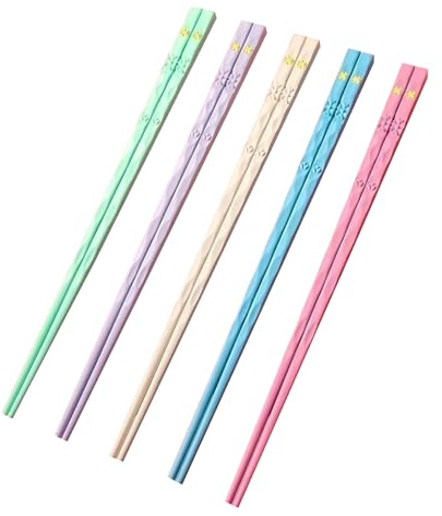 EUYKQNOI 5 Paar Chinesische Stäbchen Essstäbchen Spülmaschinenfest wiederverwendbar Sushi Chopsticks 24cm Sakura Bernstein Asia Japanisch China koreanische Stil Personalisiert bunt Fiberglas Esstäbche