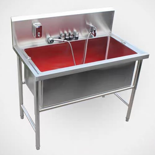 Stainless Steel Dog Washing Station,Professional Pet Grooming Tub,Dog Bathtub Washing Sink for Pets,Washing Sink for Home,with Faucet,for Large & Medium & Small Pets(100cm/39.5in,Depth 40cm/15.7in)