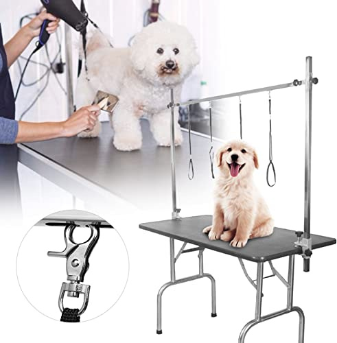 Hundepflege -Hängematte, Bräutigamer Helfer Verstellbare Höhe Klemmhalter Edelstahl Haustierpflege Tisch mit Loop Noose Hundepflege Arm für Kleine Mittelgroße Hunde, Katzen zu Hause (1,2 Meter
