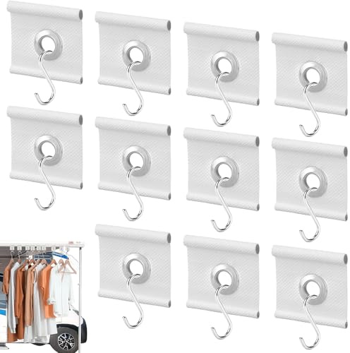 NICKLIN 12 Pcs Awning Piping Eyelets with Hooks, Awning Rail Piping | Durable and Reusable, for 5-6mm and 7-8mm Piping Rails, Piping Strips Grommet Eyelets for Motorhomes, Caravans, Camping Tents