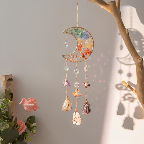 Lishang Attrape-Soleils en Cristal Attrape Soleil Arbre de Vie Attrape Soleil Cristal Suspendu Décoration pour Fenêtre Jardin Maison Décoration Multicolore